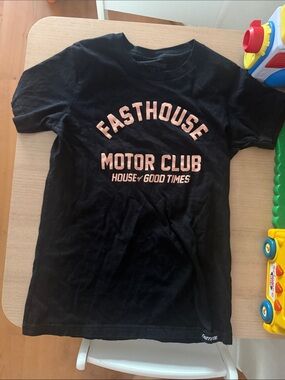Fasthouse Kids Black Short Sleeve Tee - Motor Club Graphic